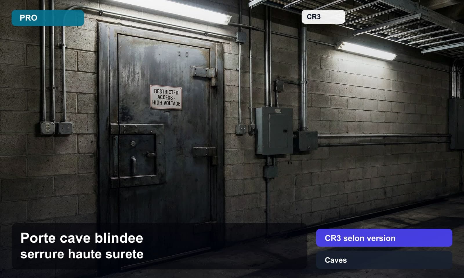 Photo porte cave blindee serrure haute surete norme CR3 selon version pour Caves