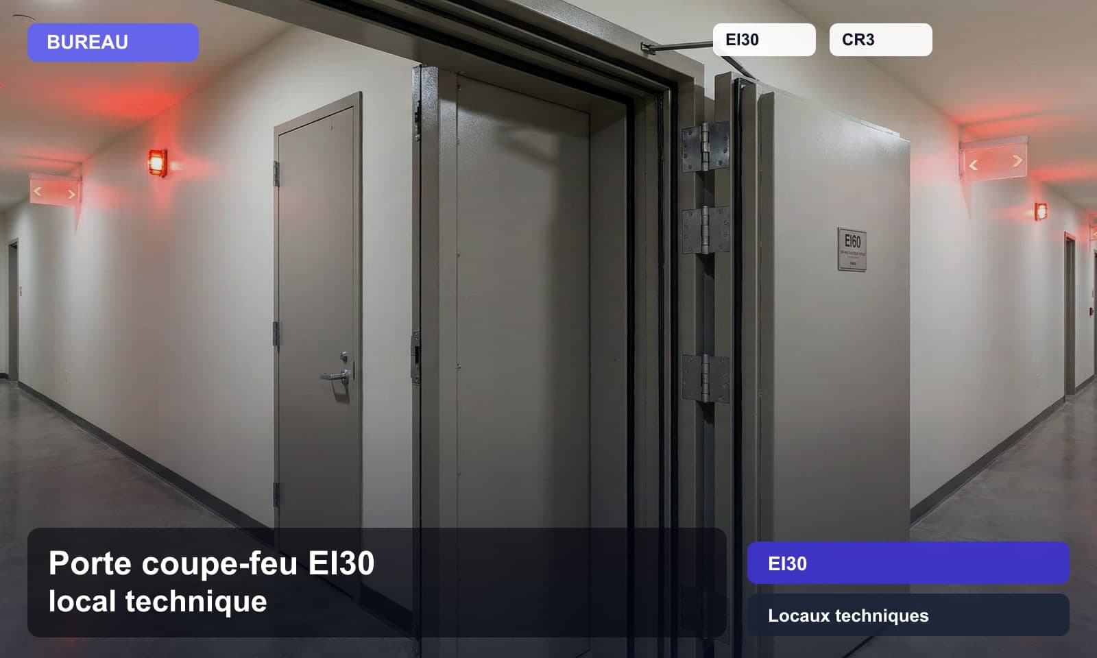 Photo porte coupe-feu ei30 local technique norme EI30 pour Locaux techniques