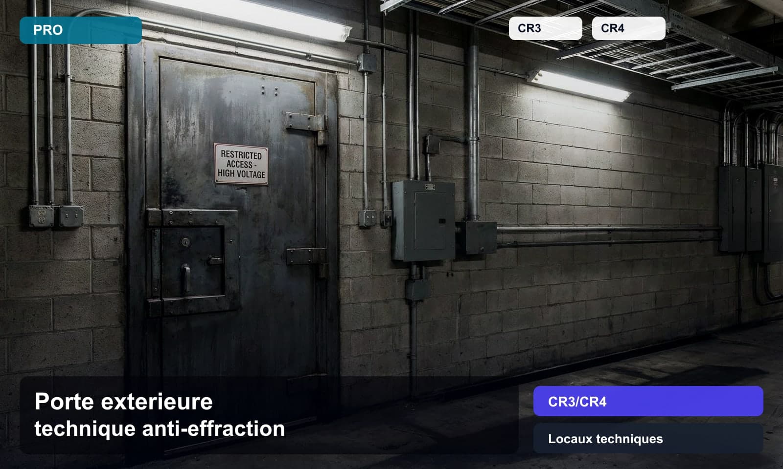 Photo porte exterieure technique anti-effraction norme CR3/CR4 pour Locaux techniques