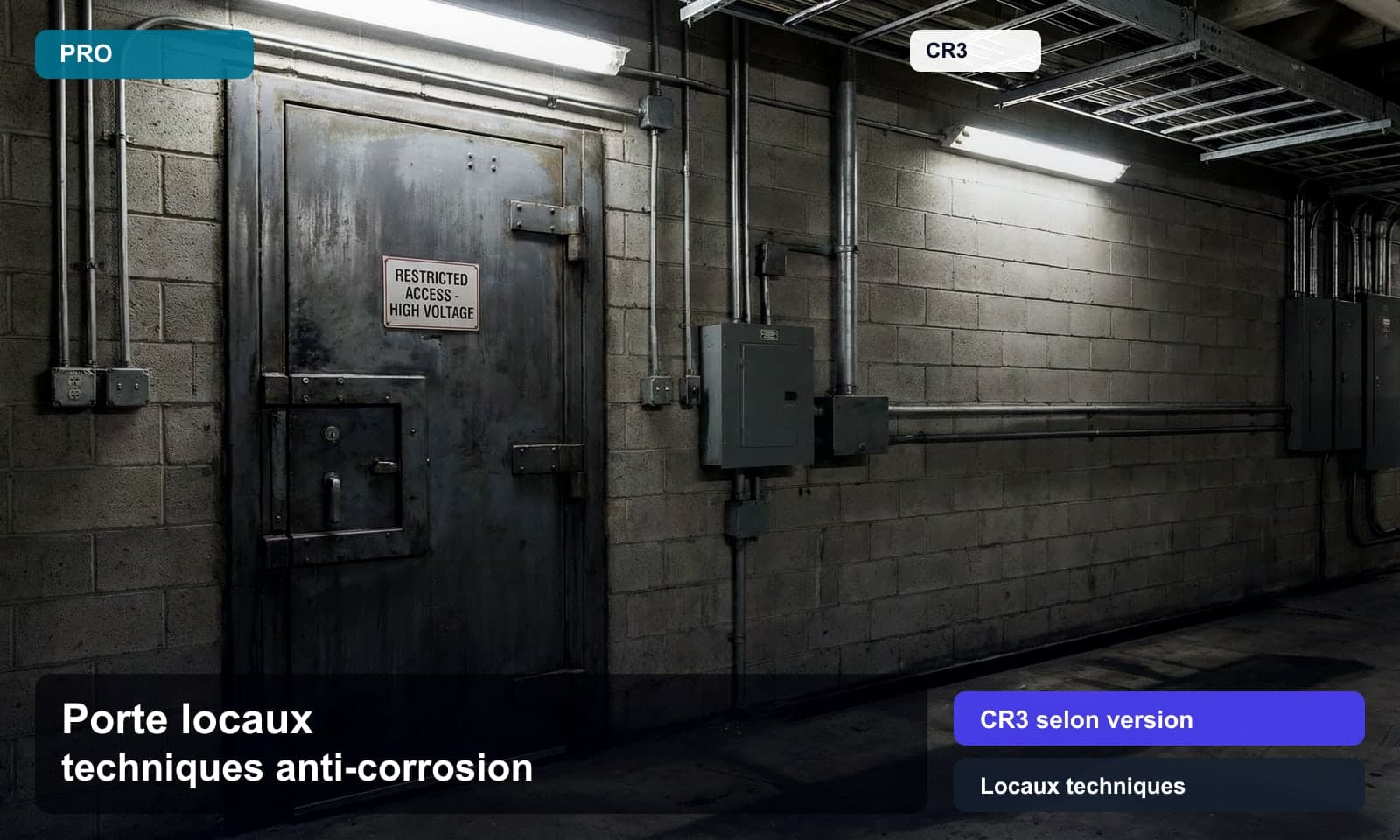 Photo porte locaux techniques anti-corrosion norme CR3 selon version pour Locaux techniques