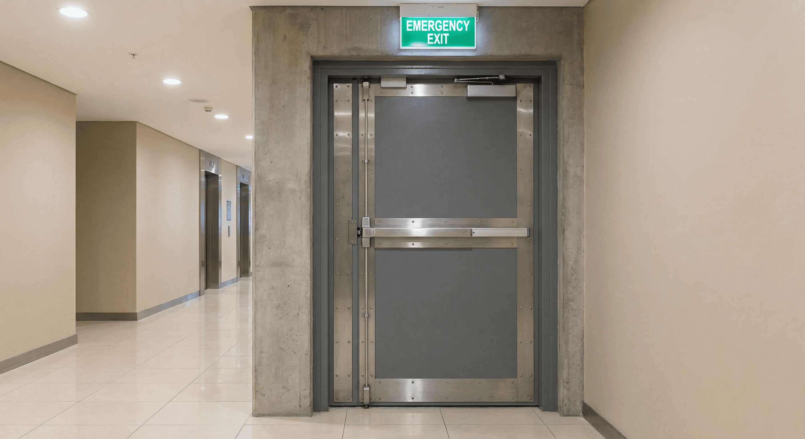 Photo professionnelle porte issue de secours pour securisation d'acces