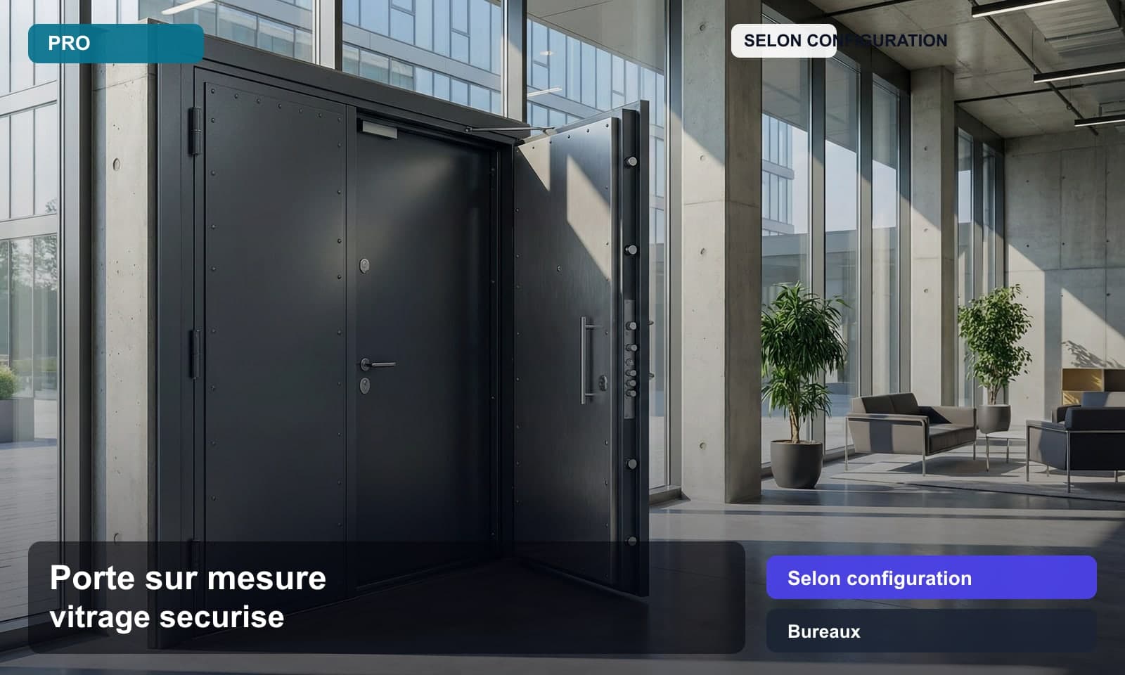 Photo porte sur mesure vitrage securise norme Selon configuration pour Bureaux